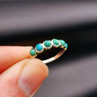 (M) Solid 925 Sterling Silver & Natural Turquoise 6x Setting Band Ring