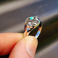 Solid 925 Sterling Silver & Natural Turquoise Mushroom Ring