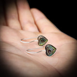 Solid 925 Sterling Silver & Paua Heart Hook Earrings