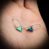 Solid 925 Sterling Silver & Paua Triangle Hook Earrings