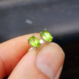 Solid 925 Sterling Silver & 6mm Natural Peridot Oval Stud Earrings