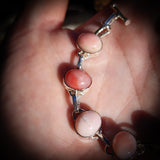 Solid 925 Sterling Silver & Natural Pink Opal Chain Bracelet