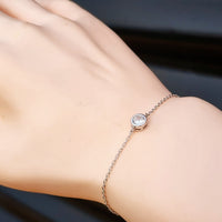 Solid 925 Sterling Silver & 6mm Round CZ Diamond Chain Bracelet