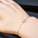 Solid 925 Sterling Silver & 6mm Round CZ Diamond Chain Bracelet