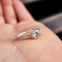 (O) Solid 925 Sterling Silver & 7mm Simulated Diamond Signet Ring