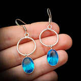 Solid Sterling Silver & Blue Topaz Handmade Hanging Hook Earrings
