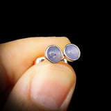 Natural Tanzanite & Solid 925 Sterling Silver Round Stud Earrings