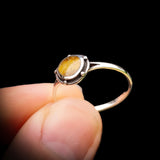(T) Solid 925 Oxidized Sterling Silver & Natural Irregular Tiger Eye Ring