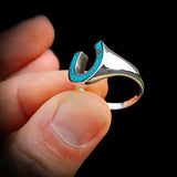 (R) Solid 925 Sterling Silver & Natural Turquoise Horseshoe Ring