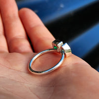 Solid 925 Sterling Silver With Natural Emerald & Topaz Double Setting Ring