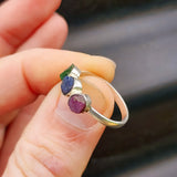 (R) 925 Sterling Silver With Raw Emerald, Sapphire, Ruby Rustic Handmade Ring