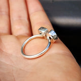 Solid 925 Sterling Silver With Natural Topaz & Garnet Dual Setting Ring