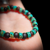 Raw Cherry Amber & Natural Turquoise Elastic Bracelet