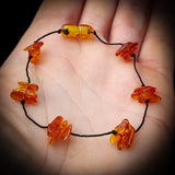 Polished Cognac Baltic Amber 3x Setting Knotted Bracelet