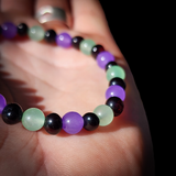 Polished Cherry Baltic Amber & Pastel Chalcedony Elastic Bracelet