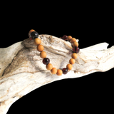 Polished Cherry Baltic Amber & Pine Wood Elastic Bracelet
