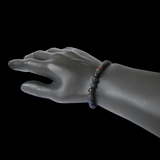 Raw Cherry Amber, Lava & Obsidian Stone Elastic bracelet