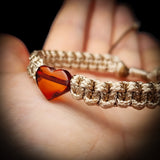 Natural Baltic Amber Heart Macrame Bracelet