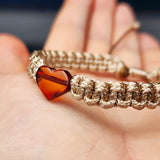 Natural Baltic Amber Heart Macrame Bracelet