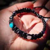 Cherry Baltic Amber, Amazonite, Rose Quartz, Amethyst Macrame Bracelet