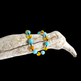 Amber Teething Bracelet / Anklet - Polished Honey & Amazonite