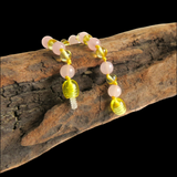Amber Teething Bracelet / Anklet - Polished Lemon Amber & Rose Quartz