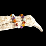Amber Teething Bracelet / Anklet - Raw Honey, Polished Cognac, Amethyst & Blue Jade
