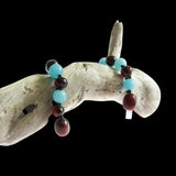 Amber Teething Bracelet / Anklet - Polished Cherry Amber & Amazonite