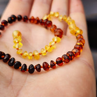 Amber Teething Necklace - Mixed Polished Baroque Gradient Amber