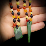 Amber & Greenstone Teething Necklace - Mixed Raw Amber One Off Necklace