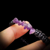 Natural Amethyst Chip Black Macrame Bracelet