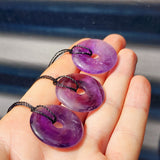30mm Natural Amethyst Donut Pendant Necklace