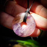 30mm Natural Amethyst Donut Pendant Necklace