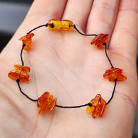 Polished Cognac Baltic Amber 3x Setting Knotted Bracelet