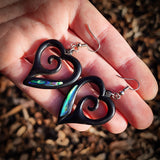 Koru Heart Black Bone Carving Earrings