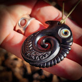 Mania Koru Bone Carving Pendant Necklace - NZ Maori Inspired
