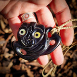 Tiki Black Bone Carving Pendant Necklace - NZ Maori Inspired