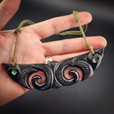 Pekapeka Black Bone Carving Pendant Necklace