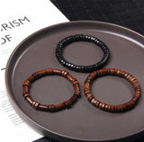 Natural Irregular Cylinder Wood Elastic Bracelet