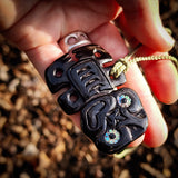 Hei Tiki Black Bone Carving Pendant Necklace - NZ Maori Inspired
