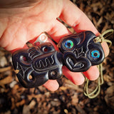 Hei Tiki Black Bone Carving Pendant Necklace