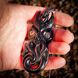 Tiki Black Bone Carving Pendant Necklace - NZ Maori Inspired