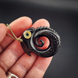 Manaia Koru Black Bone Carving Pendant Necklace