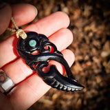 Manaia Black Bone Carving Pendant Necklace - NZ Maori Inspired