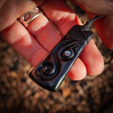 Black Manaia Toki Bone Carving Pendant Necklace - NZ Maori Inspired