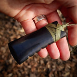 Notched Toki Black Bone Carving Pendant Necklace