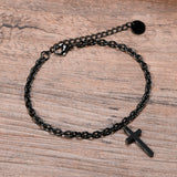 Black Stainless Steel Hanging Cross Chain Bracelet
