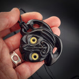 Hei Tiki Black Bone Carving Pendant Necklace