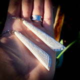 Natural Carved Maori Bone Carving Earrings - Carved Toki Drops