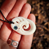 Manaia Koru Bone Carving Pendant Necklace - NZ Maori Inspired